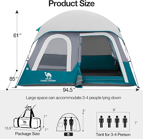 Miniatura 6 de CAMEL CROWN 46 Person Tent Waterproof Lightweight Portable Backpacking Tent for Outdoor Camping Hiking