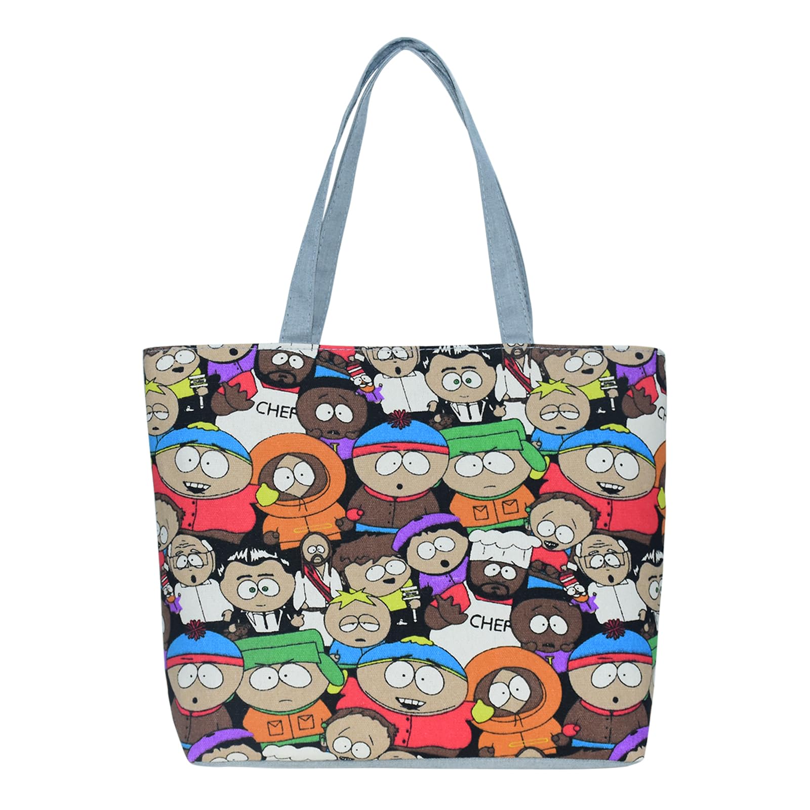 ZJYJING Kenny Cartoon Graffiti Womens Canvas Tote Bag Casual One Shoulder Reusable Multipurpose School Weekend Travel Top Zip