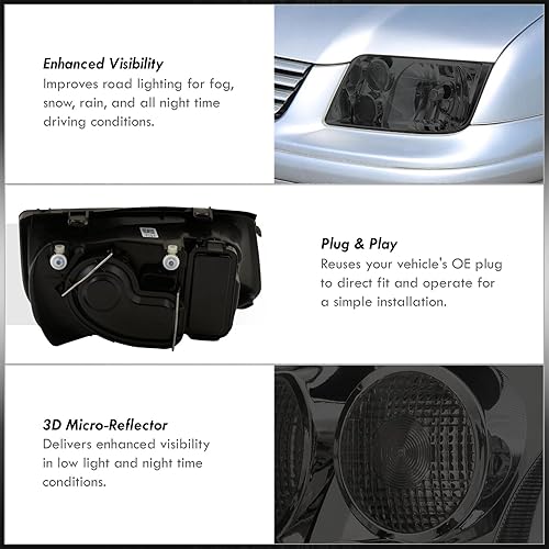 Miniatura 5 de AJP Distributors Faros delanteros de conducción, faros delanteros de señal + faros antiniebla compatibles con conductor y pasajerorepuesto para