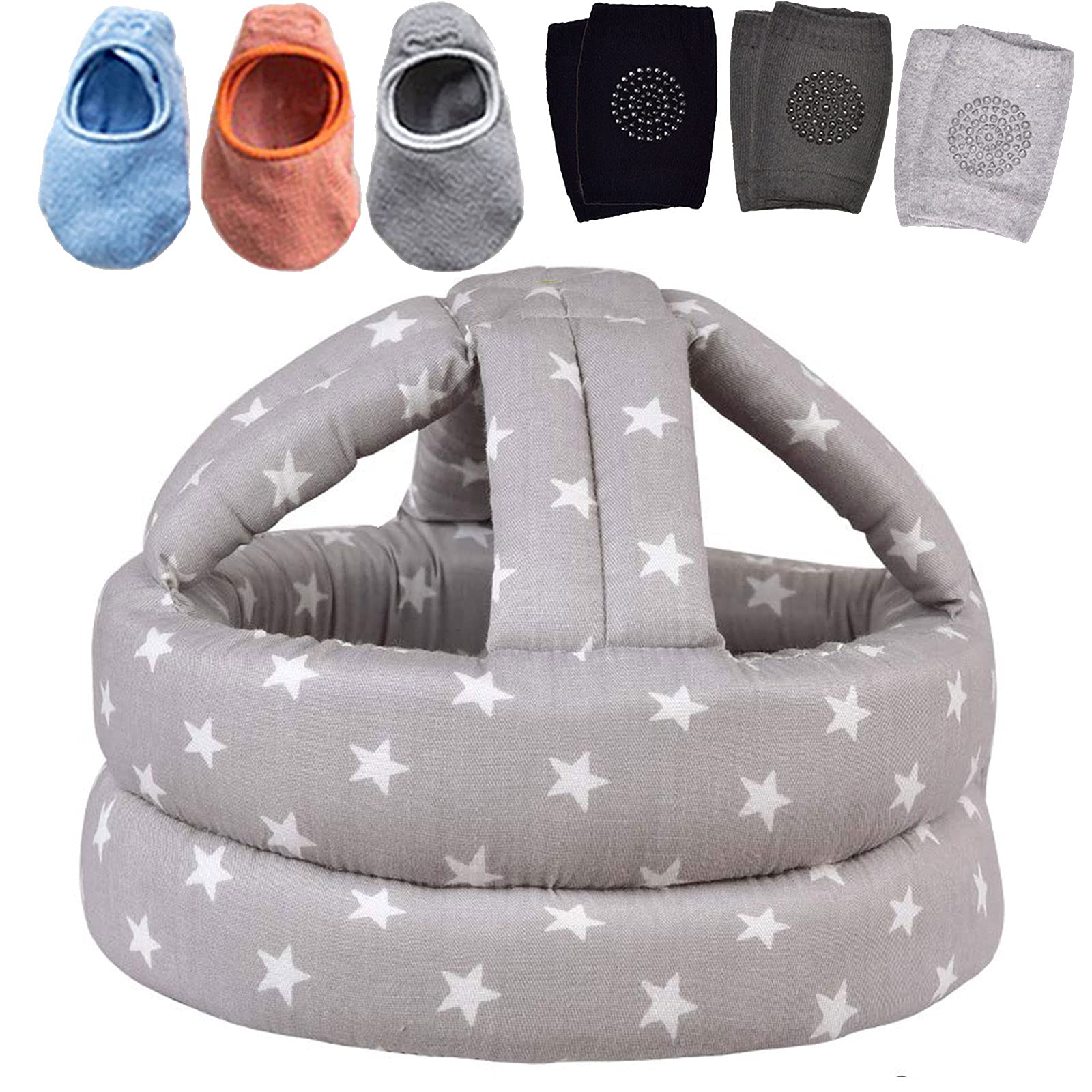 Baby Safety Helmet, Infant Baby Head Protector for Crawling, Head Cushion Bumper Bonnet, Soft Headguard for Toddler Learning to Walk,Blue,Gray, Yellow