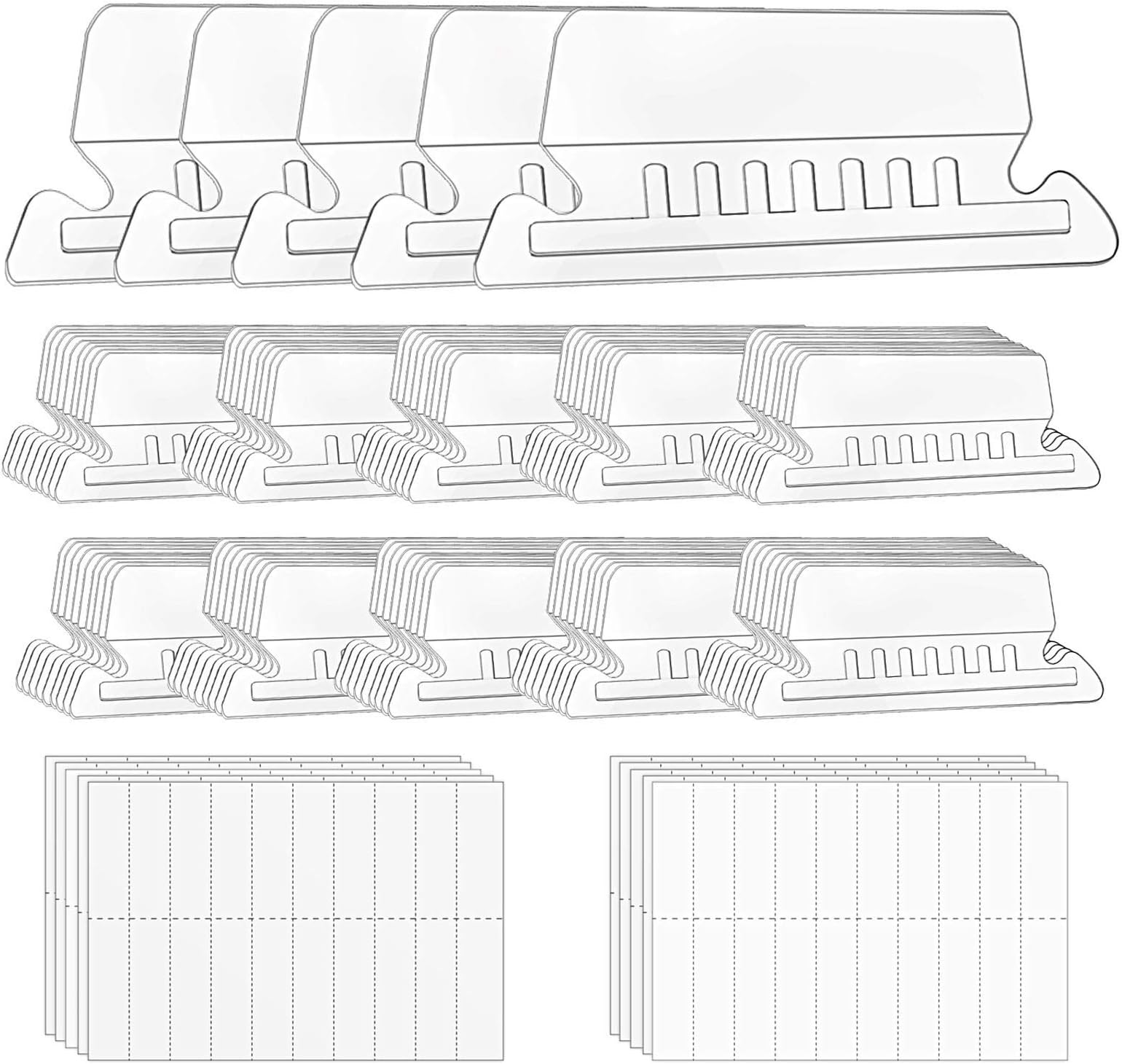 hupos File Folder Tabs, 100+200 Sets Hanging File Folder Tabs with Inserts for Hanging Folders, 2 Inch Clear Plastic Hanging File Tabs for Quick Identification