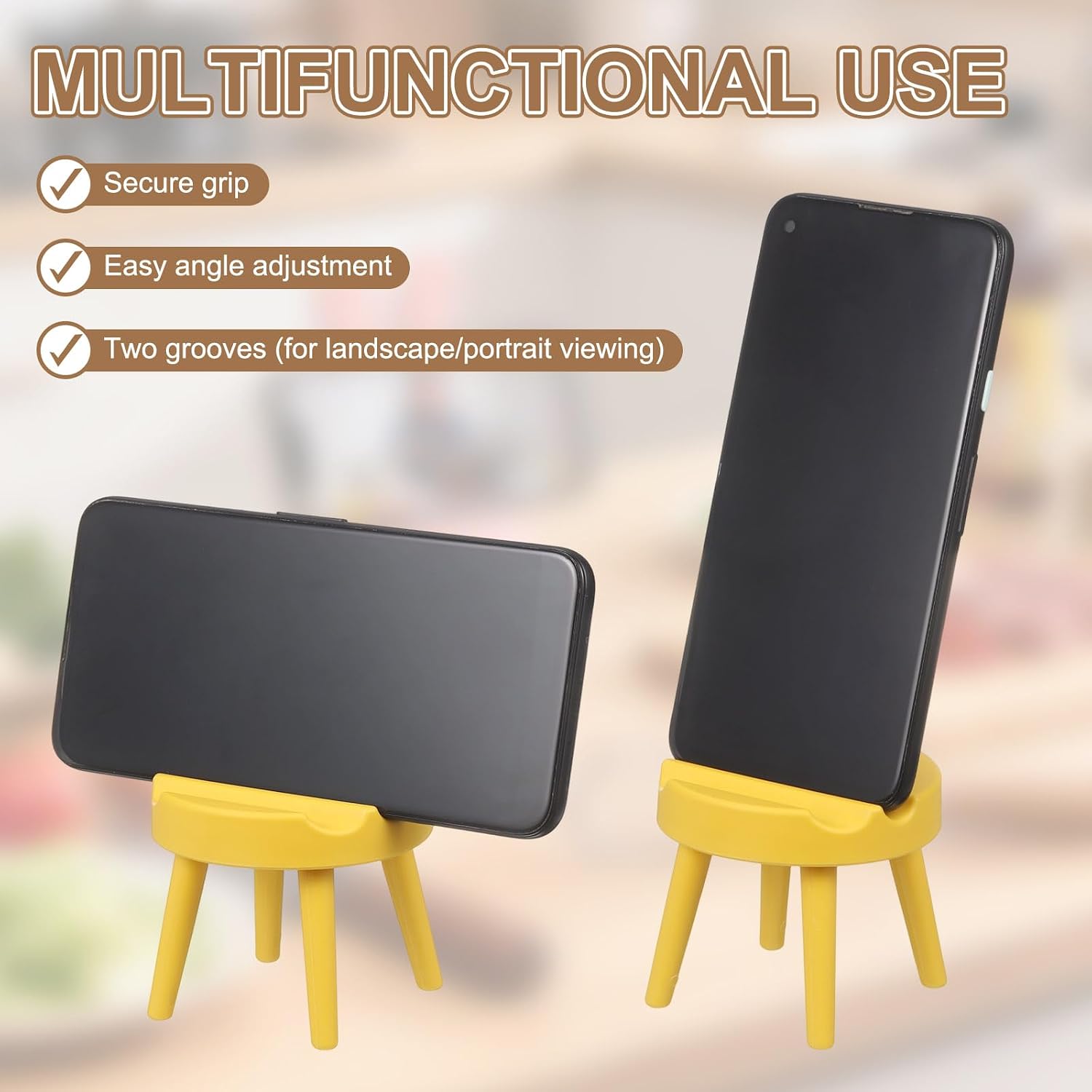 uxcell 4Pcs Cell Phone Stand, Portable Multi-Angle Cute Mobile Phone Holder, Deer Shape Universal Smartphone Dock for Home Office Decor Desktop Accessories, Red image 4