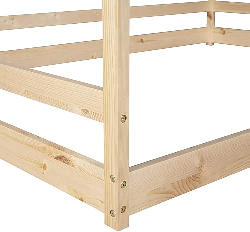 Miniatura 90 de MERITLINE Camas matrimoniales con nido para niños, marco de cama de madera para niñas y niños, cama matrimonial con techo, no necesita somier Azul +