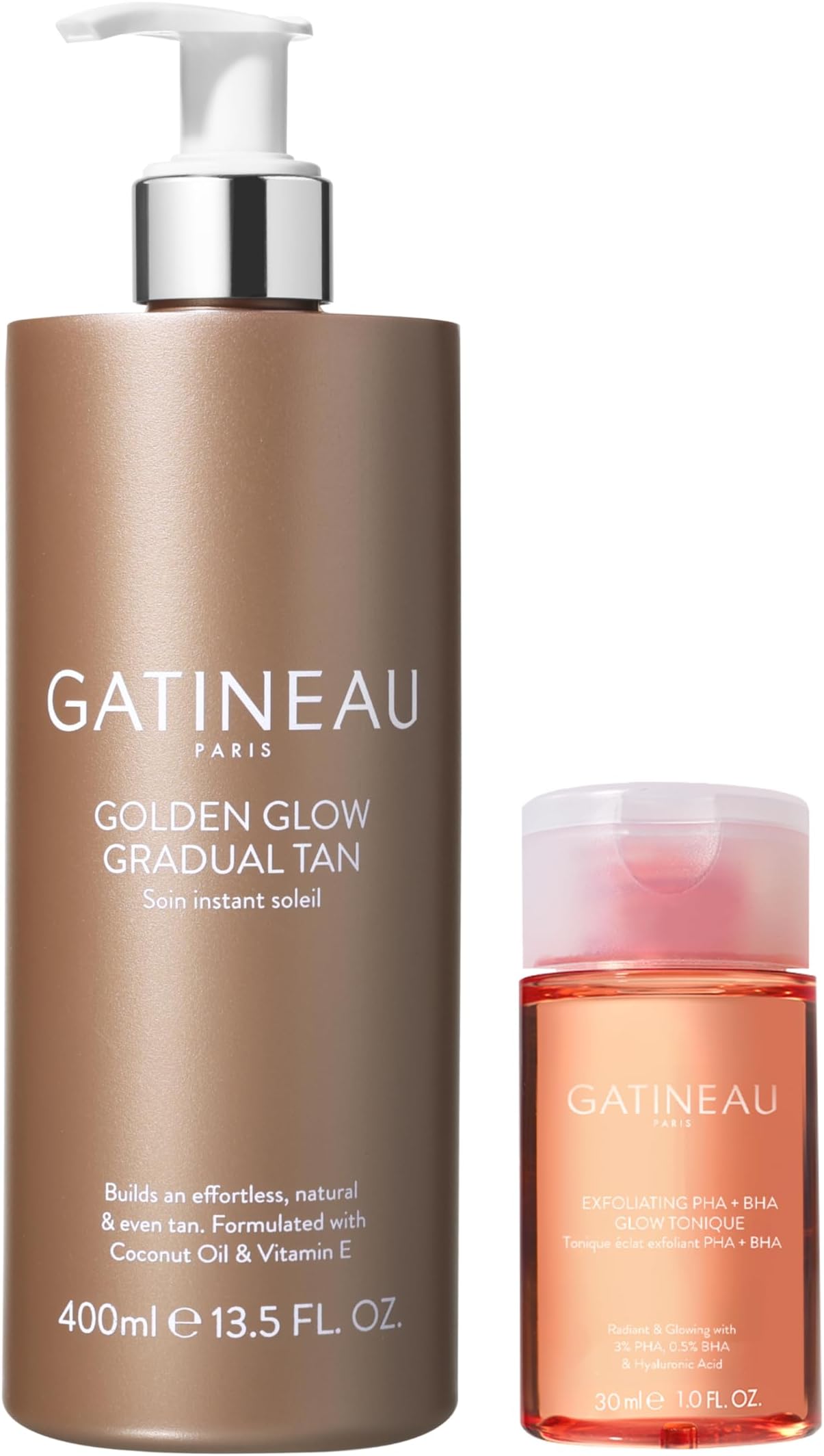 Golden Glow Gradual Tan (400ml) + Exfoliating PHA+BHA Glow Tonique (30ml), For Glowing Skin