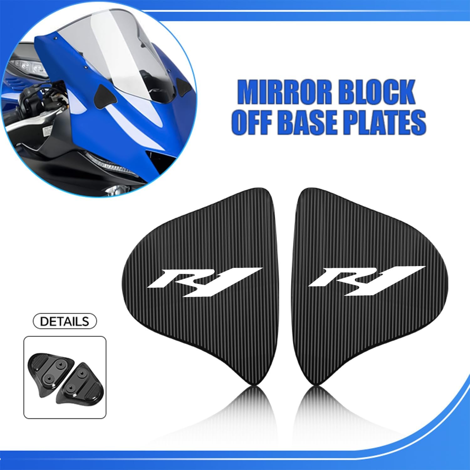 MFGZD R1 Motorcyle Mirror Block Off Base Plate + CNC 7/8" Motorcycle Lever Guards Extendable Compatible with Yamaha YZF-R1 R1