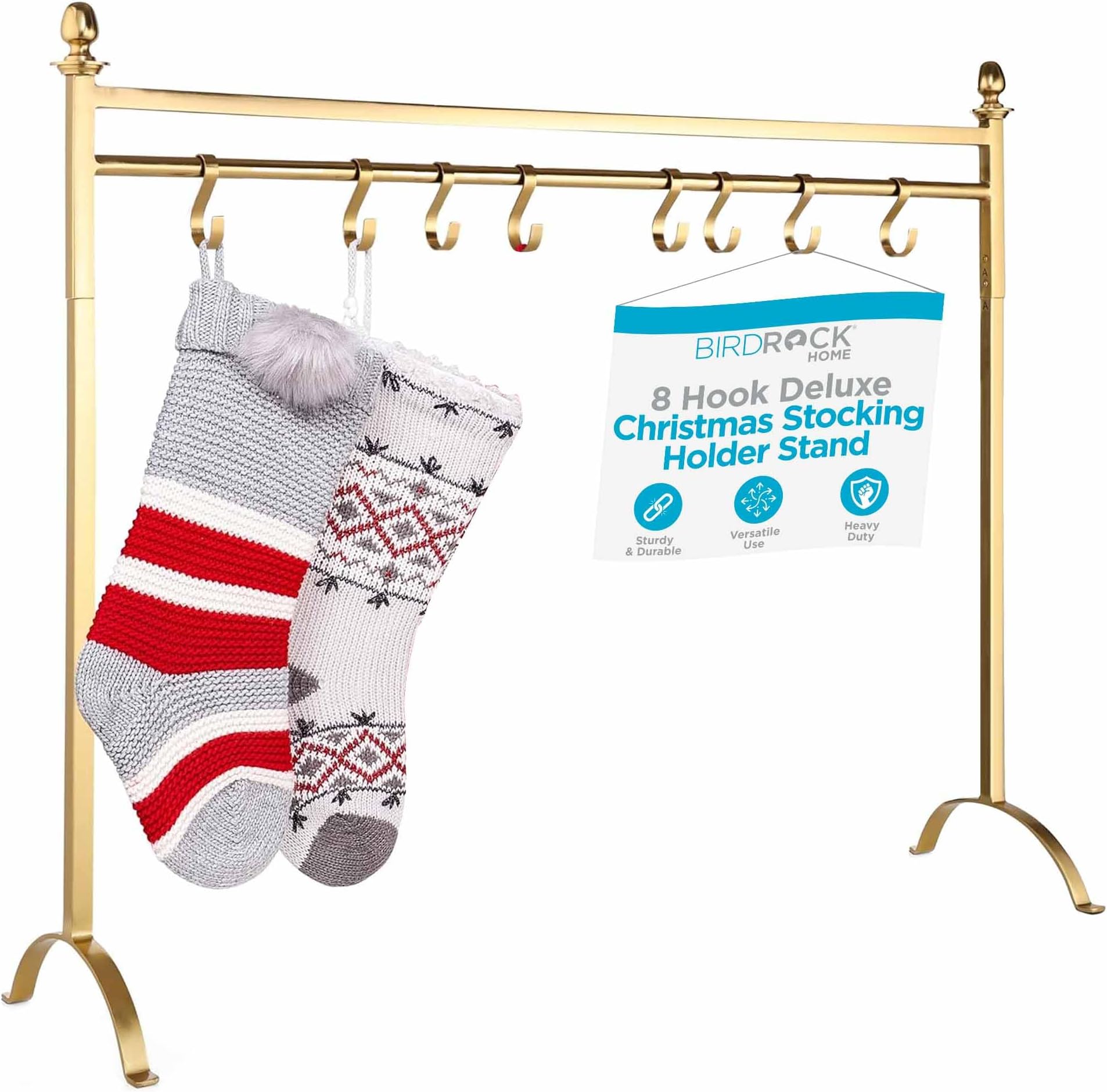 Amazon.com: BIRDROCK HOME 8 Hook Deluxe Christmas Stocking Holder Stand ...
