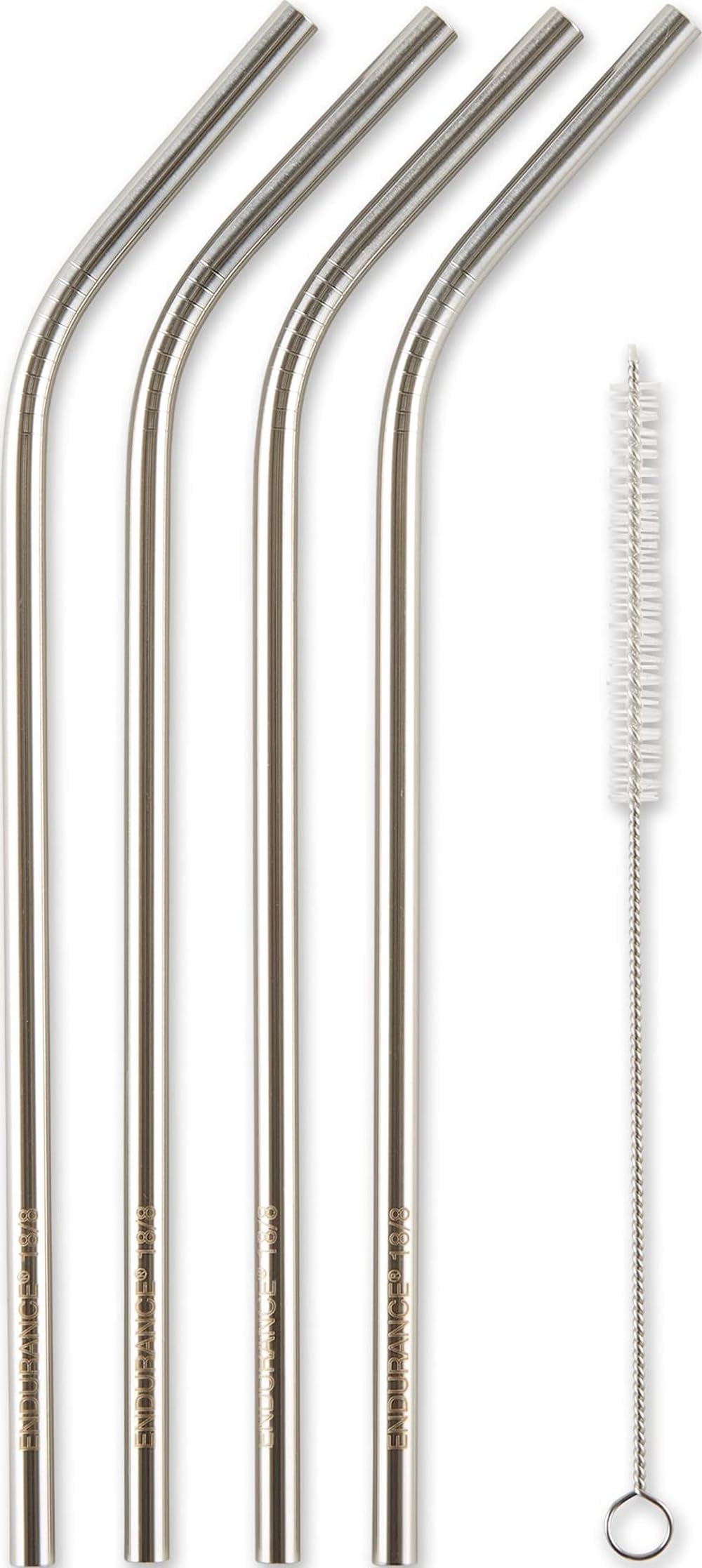 RSVP International Endurance Stainless Steel 8.5" Drink Straws, 4 Count | 5mm Fits Most Tumblers | Reusable & Durable | For Smoothies, Frappes, Sodas, Tea & More | Dishwasher Safe