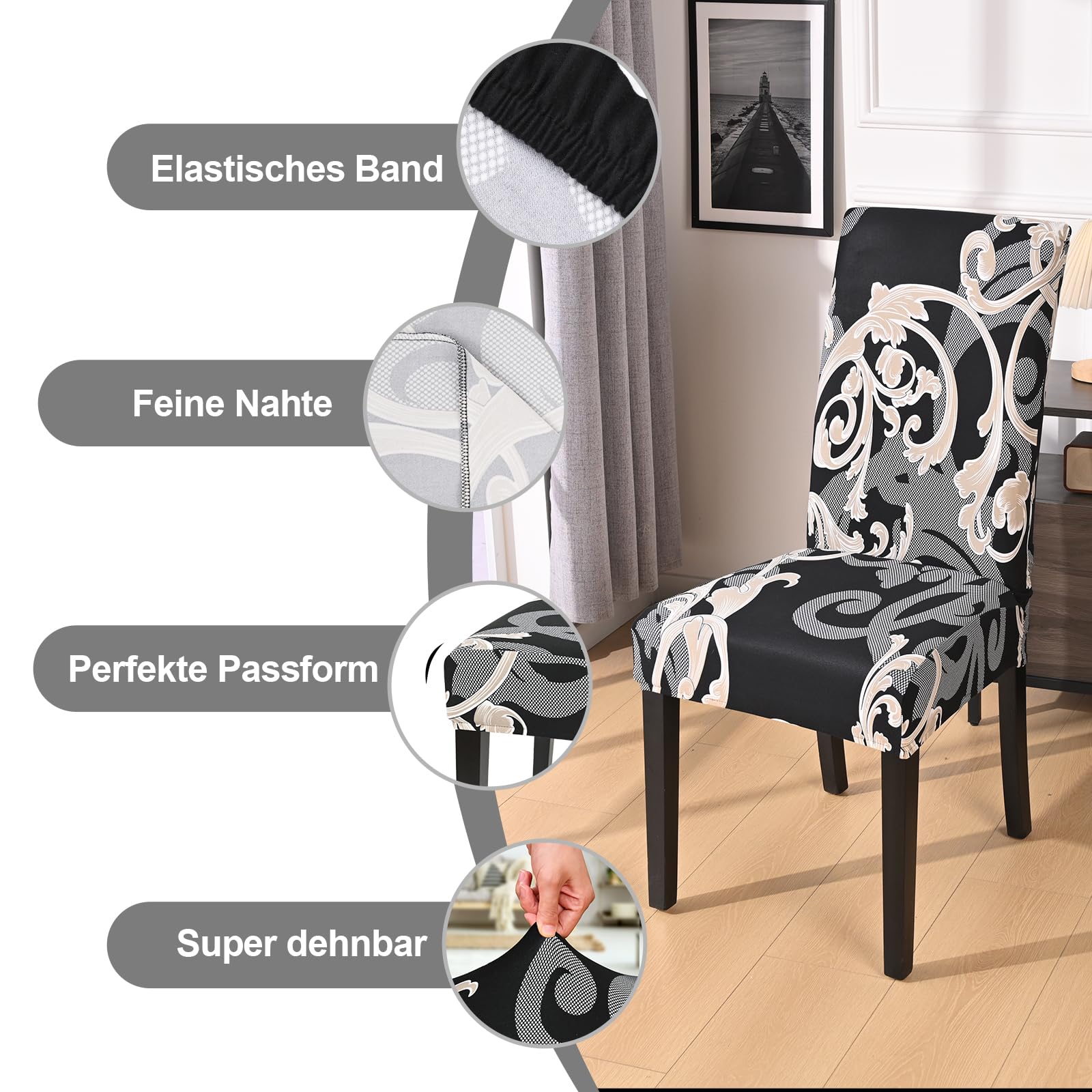 Set Coprisedie ALISHOMTLL In Pelle Elasticizzata - Impermeabile E Lavabile, 4 Pezzi Nero | Per Sala Da Pranzo E Cucina - Foto 12