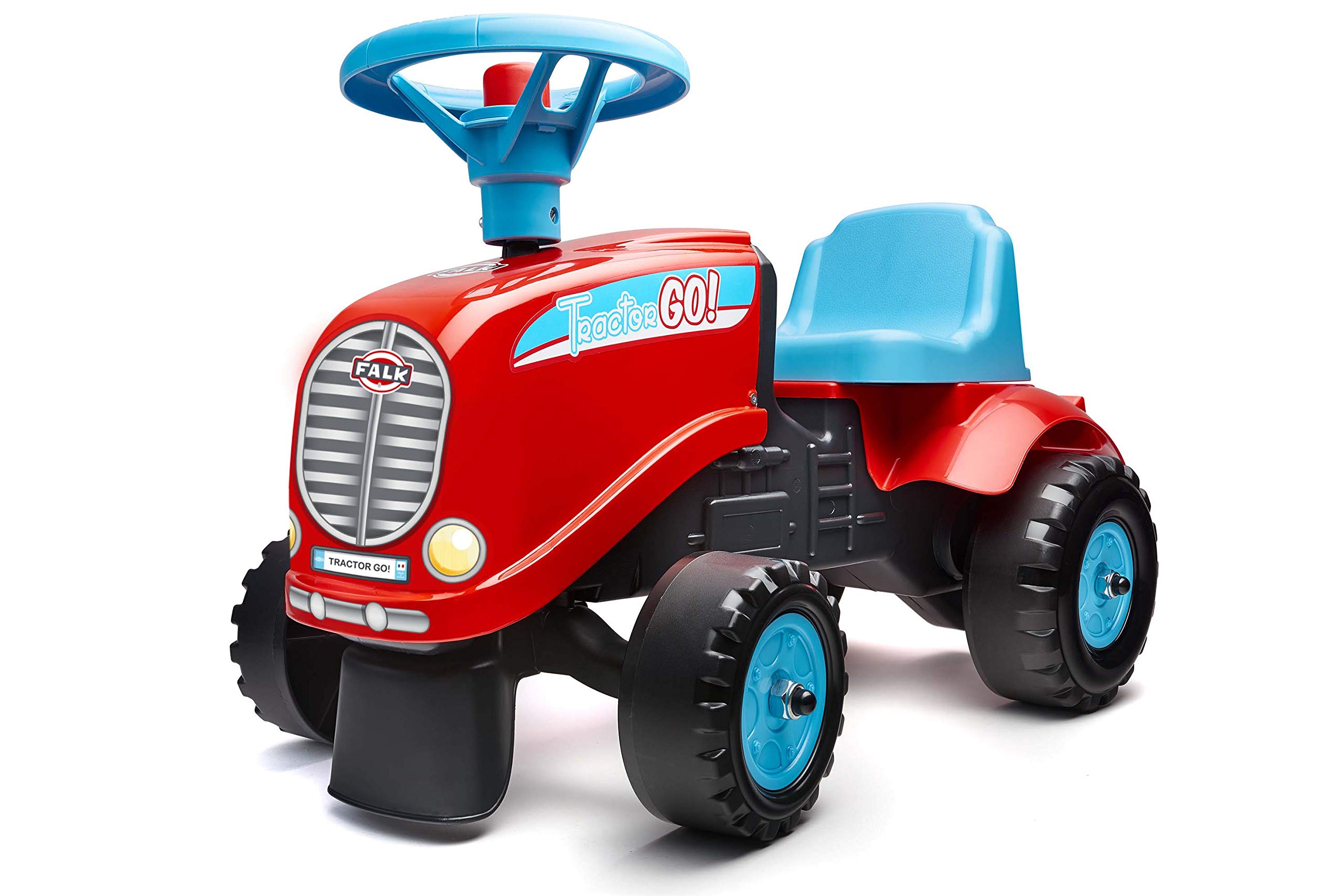 Falk - Traktor Go! Samochód ślizgowy z przyczepą – od 12 miesięcy 2 style do personalizacji - Tablica rejestracyjna z możliwością personalizacji - 200B