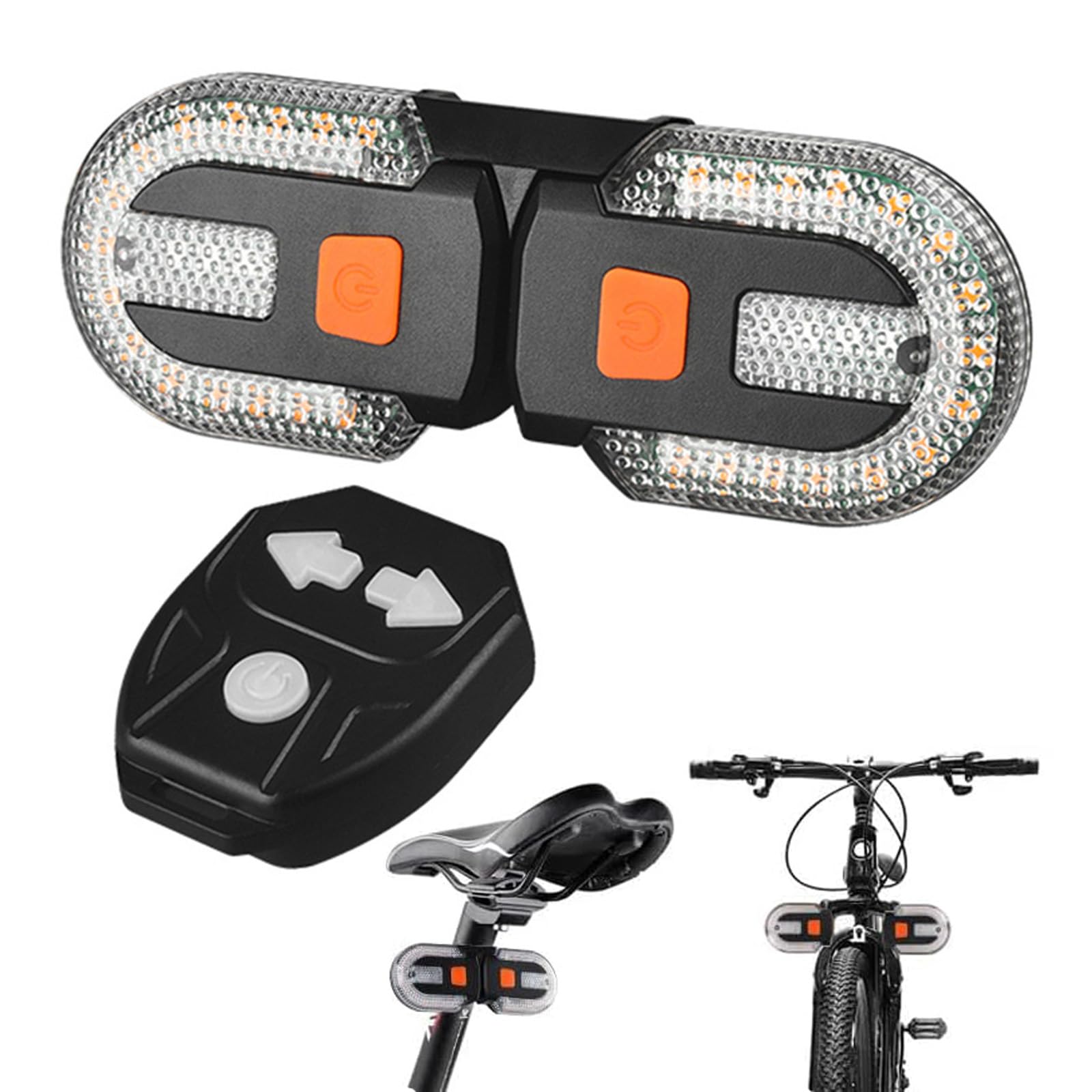 Two-Lamp Split Turn Signals,USB Rechargeable Bike Tail Light Remote Control,5 Modes Bicycle Rear Light,Ipx6 Waterproof for Mountain Bikes Racing Bikes E-Scooter (1PCS)