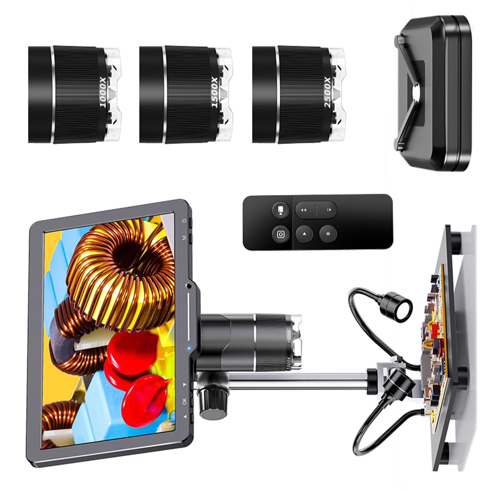 Digitales Mikroskop, 25,7 cm, 2500 x USB, 2 MP, mit LED, für Leiterplattenreparatur, Lötwerkzeug, Digitalmikroskop