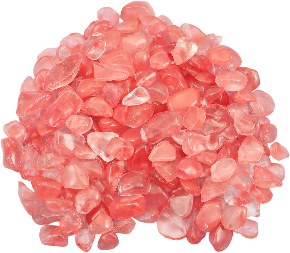 Nupuyai 1 lb Tumbled Cherry Quartz Crystal Chips Stone, Crushed Irregular Shape Healing Reiki Crystal Stone for Home Decoration