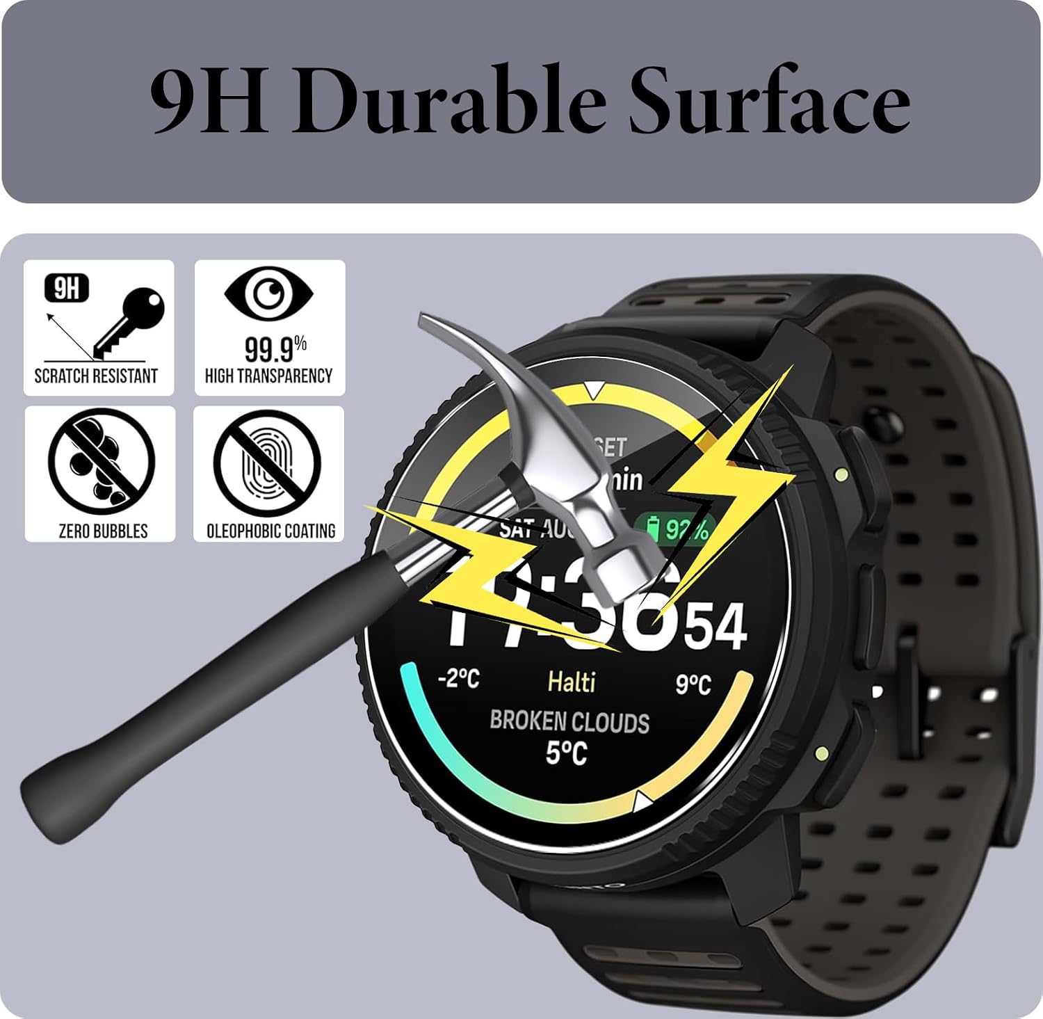 Murmure [3 Pack Screen Protector for SUUNTO Vertical 2, 9H Hardness [HD Clarity] Anti-Scratch Tempered Glass Screen Film,Easy Installation,Bubble Free
