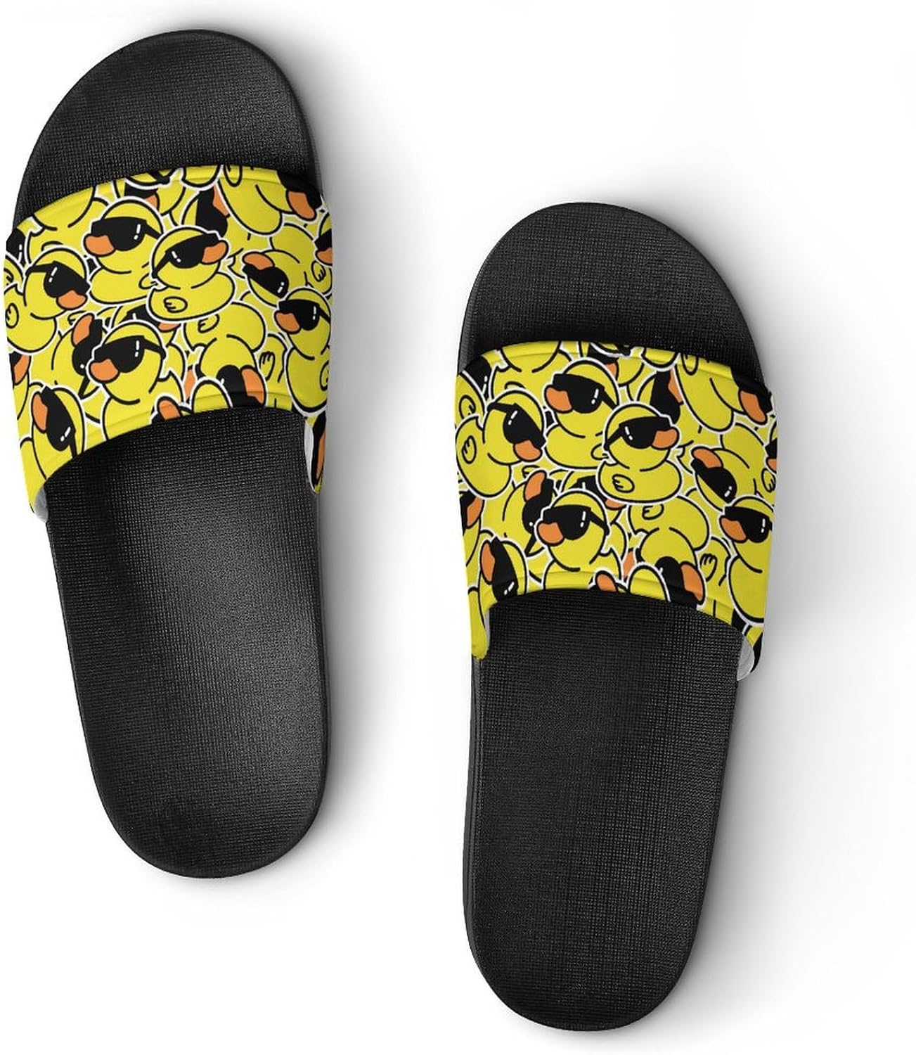 Rubber Yellow Duck with Sunglasses Funny Slide Sandals Non-Slip PVC Shower Slipper House Shoes Open Toe Slippers for Adult 46 (287mm)