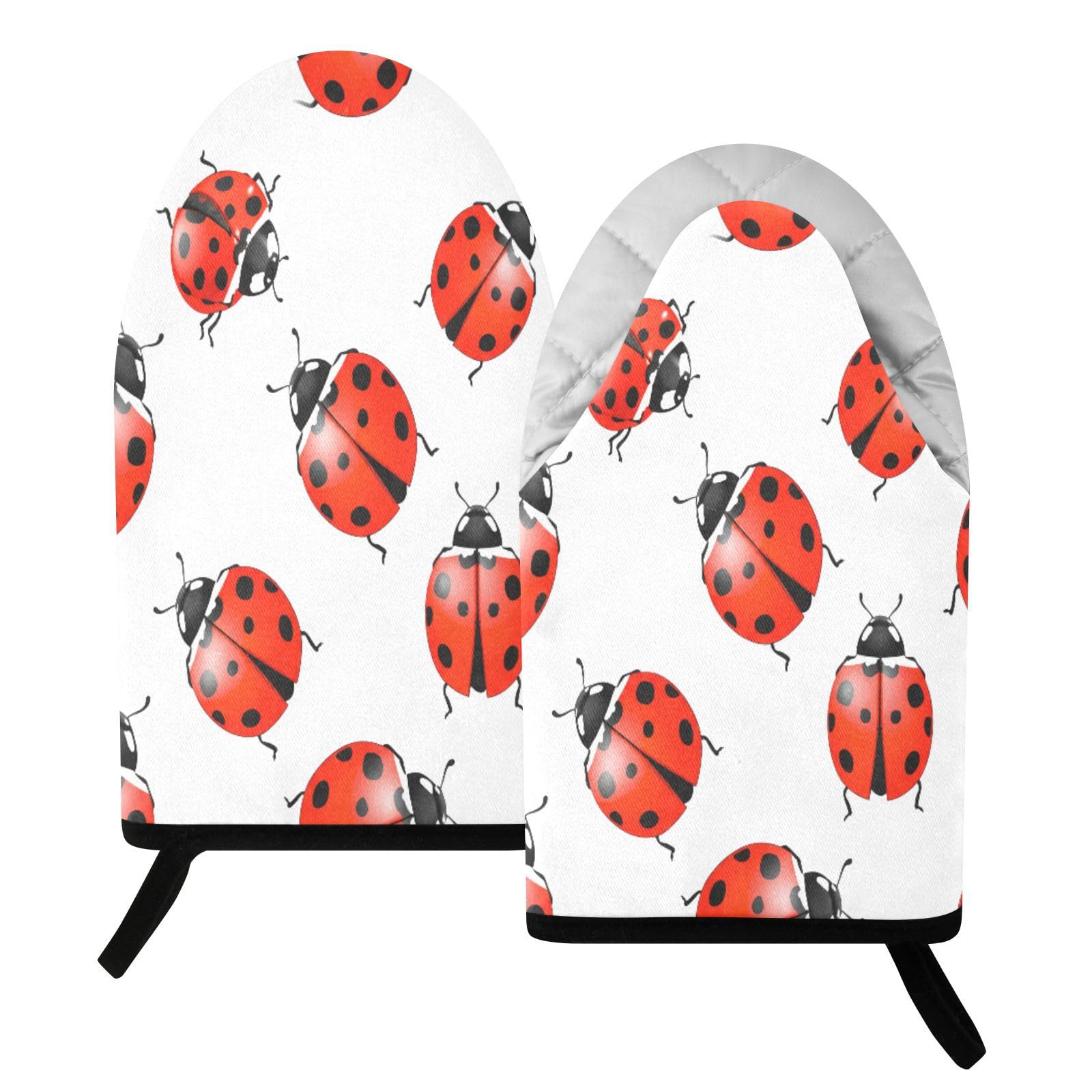 BURSTDDY Ladybugs Oven Mitt,Heat Resistant Kitchen Mitts for Cooking
