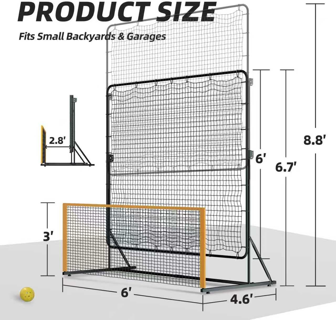 MR Pickleball Rebounder 6’x6’, Adjustable Angle & Height Pickleball Rebounder, Tennis Rebound Net, Pickleball Solo Training Equipment for Dinks Volleys Accuracy Coordination Kitchen Control