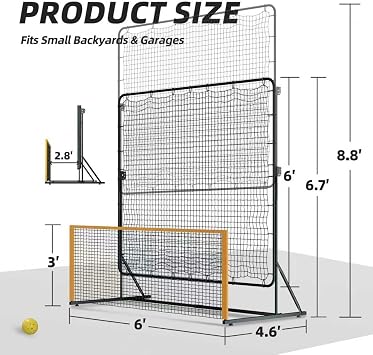 MR Pickleball Rebounder 6’x6’, Adjustable Angle & Height Pickleball Rebounder, Tennis Rebound Net, Pickleball Solo Training Equipment for Dinks Volleys Accuracy Coordination Kitchen Control