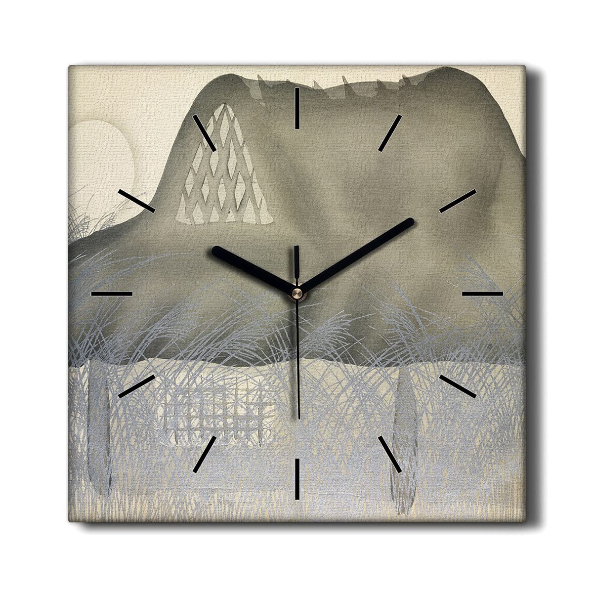 Horloge murale toile sans tic-tac Coloray - Cadran silencieux 30x30cm motif soleil