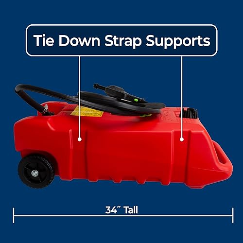 Miniatura 21 de DuraMax Flo n' Go LE - Bomba de transferencia de líquidos y contenedor de gasolina rodante de 14 galones Rojo (gasolina)