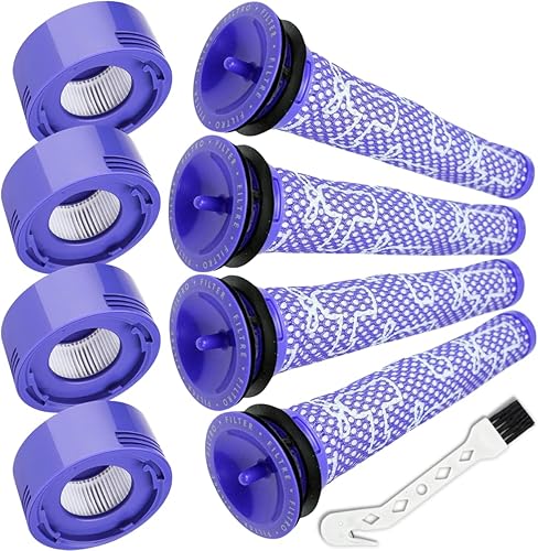 Miniatura 7 de Paquete de 8 filtros de vacío de repuesto para Dyson V7V8HH11SV10SV11, filtro de 4 postes, 4 prefiltros, reemplaza la pieza # 965661-01 y 967478-01