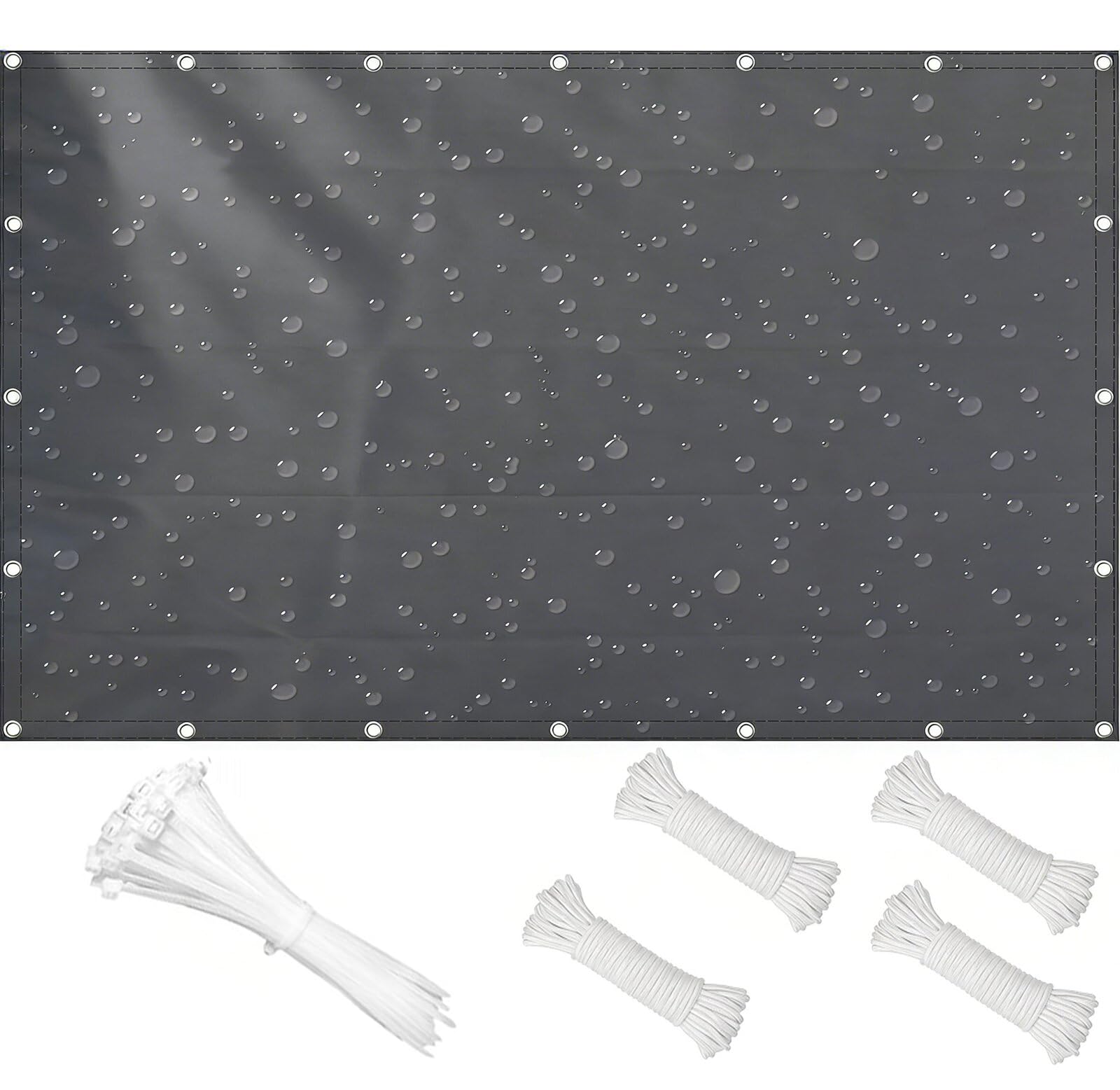 Voile d'ombrage robuste imperméable et anti-UV pour jardin, terrasse, avec œillets et cordons, 3,5 x 3,5 m, gris foncé