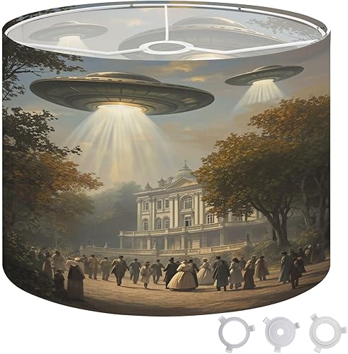 Drum Lamp Shade Ufo Retro Victorian Style Abduction Landscape Art Vintage Trendy Lampshades for Floor Lamps Table Lamps Pendant Light Large