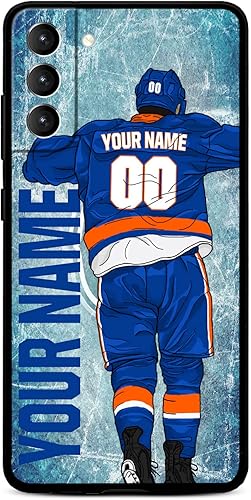 Funda personalizada de hockey sobre hielo con nombre y número para Samsung Galaxy S22 S23 S21+ S20 Ultre S21 FE S10 S8 S9 Plus, silicona líquida con