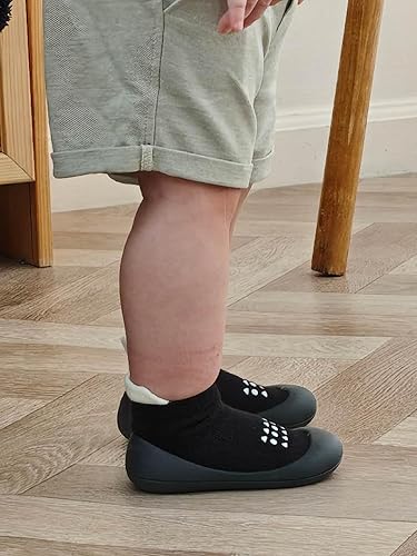 Miniatura 3 de Hstyle Zapatos de calcetín para bebé, zapatos para caminar, antideslizantes, suela de goma suave, para bebés, niños y niñas