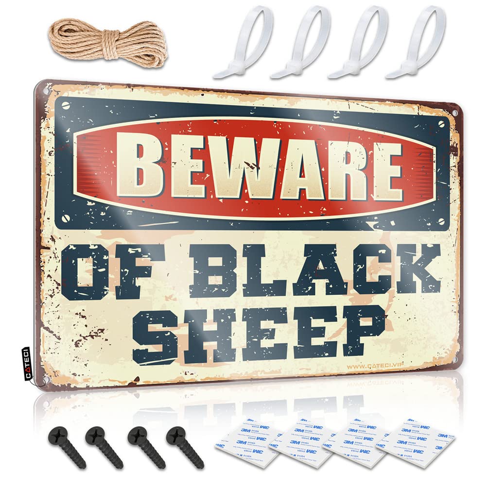 Fzfn Colour Plaques Fall Decor Outdoor Wall Decor | Beware Of Black Sheep Sarcastic For Highland Home(30X40cm)