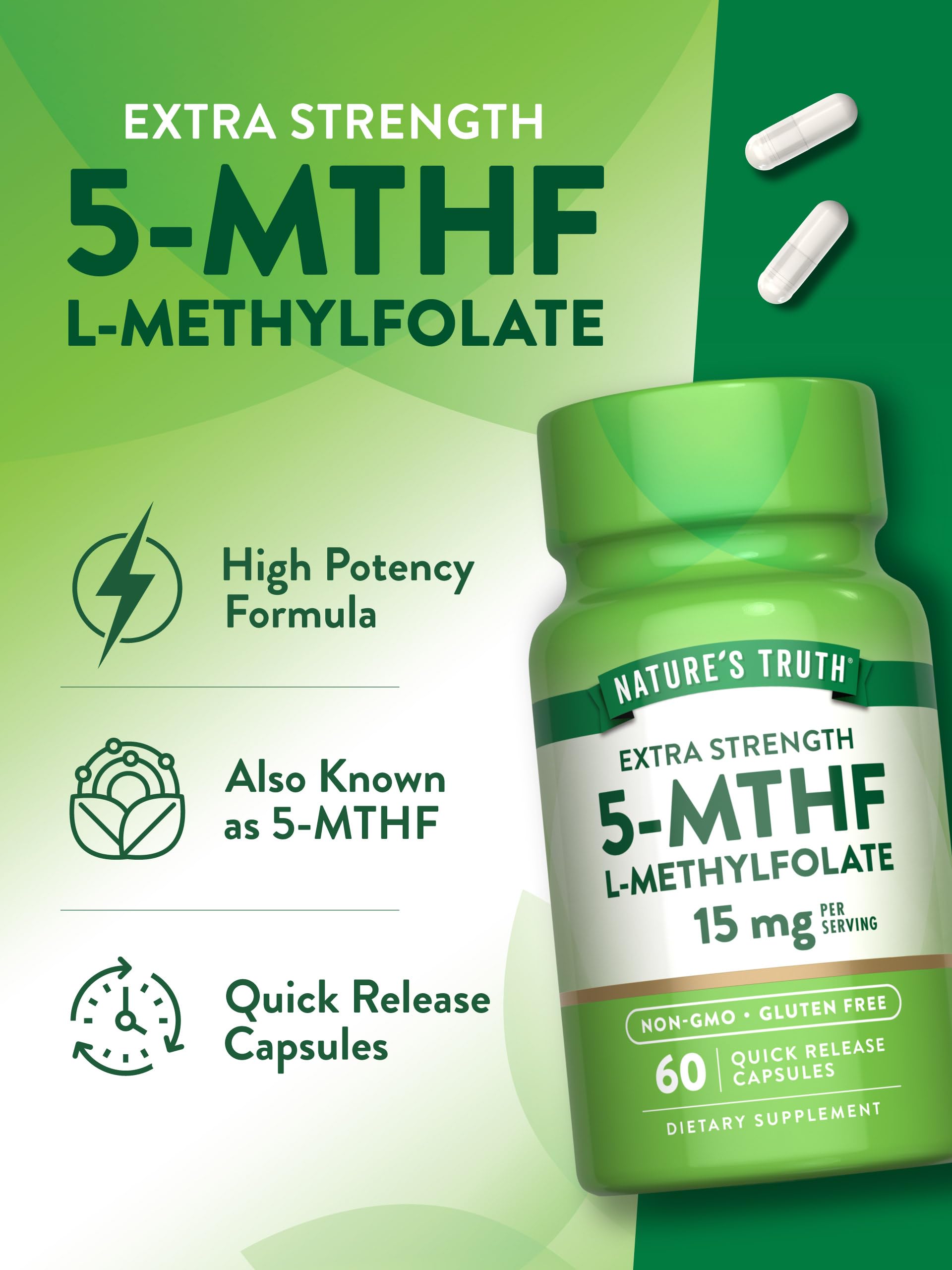 Nature's Truth L Methylfolate | 15mg | 60 Capsules — Amazon image 5