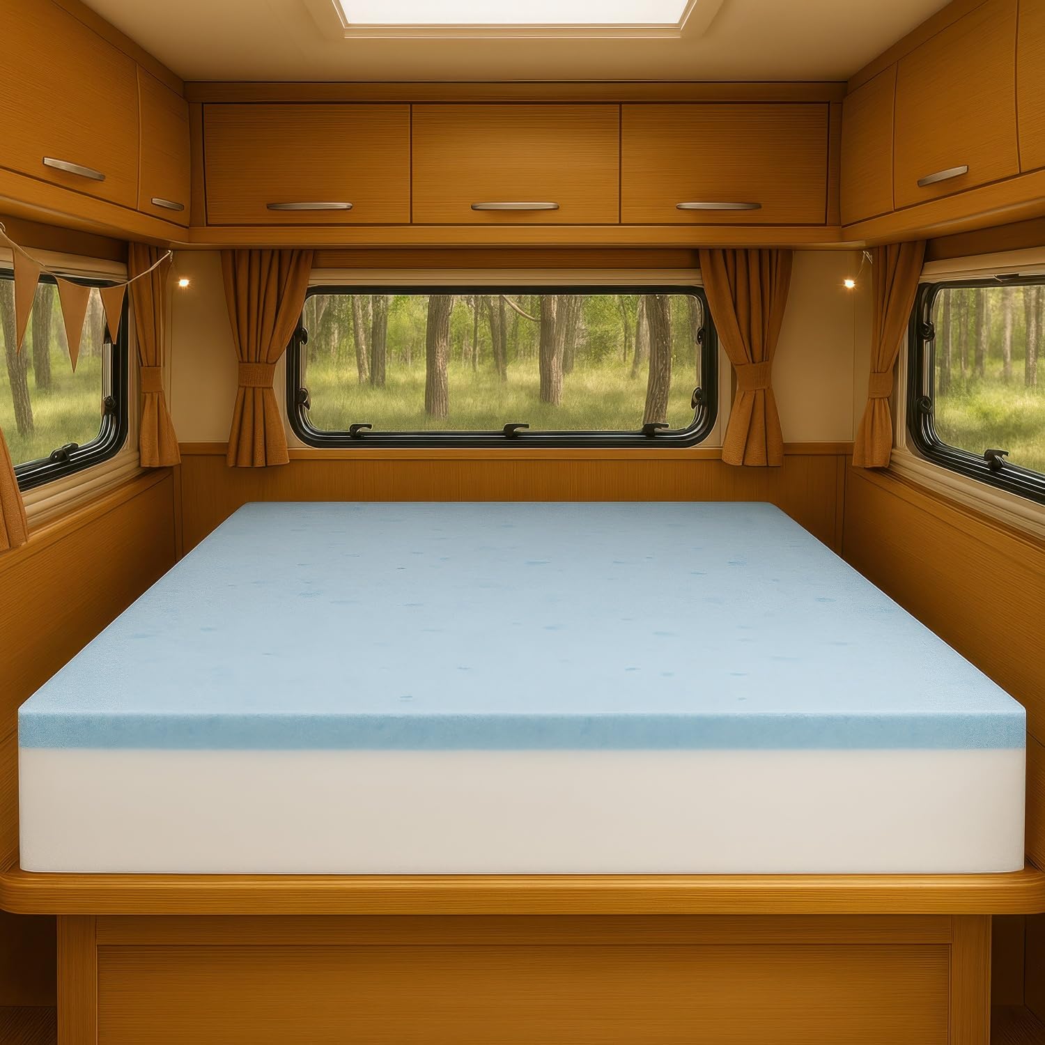 Foamma 4" x 48" x 75" High Density Gel Memory Foam RV Bunk Mattress Replacement Topper for Camper, Truck & Travel Trailer, Firm Support, CertiPUR-US