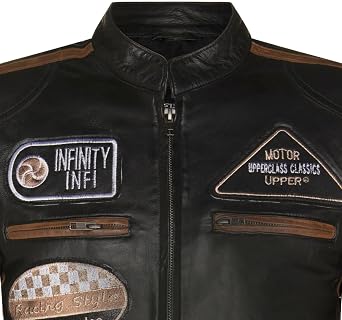 Men's Real Racing Black Nappa Leather Moto Biker Jacket…
