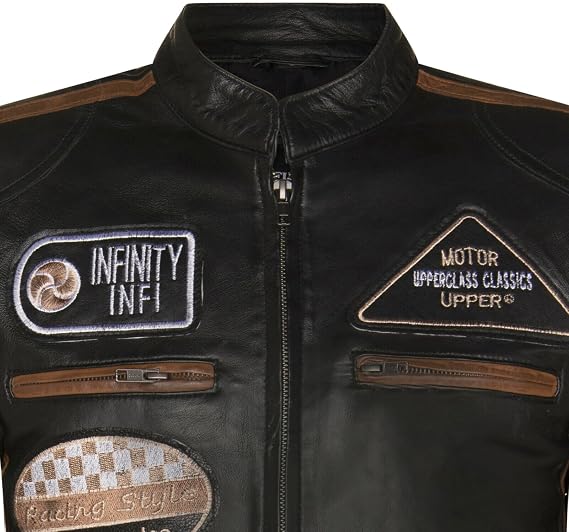 Men's Real Racing Black Nappa Leather Moto Biker Jacket…