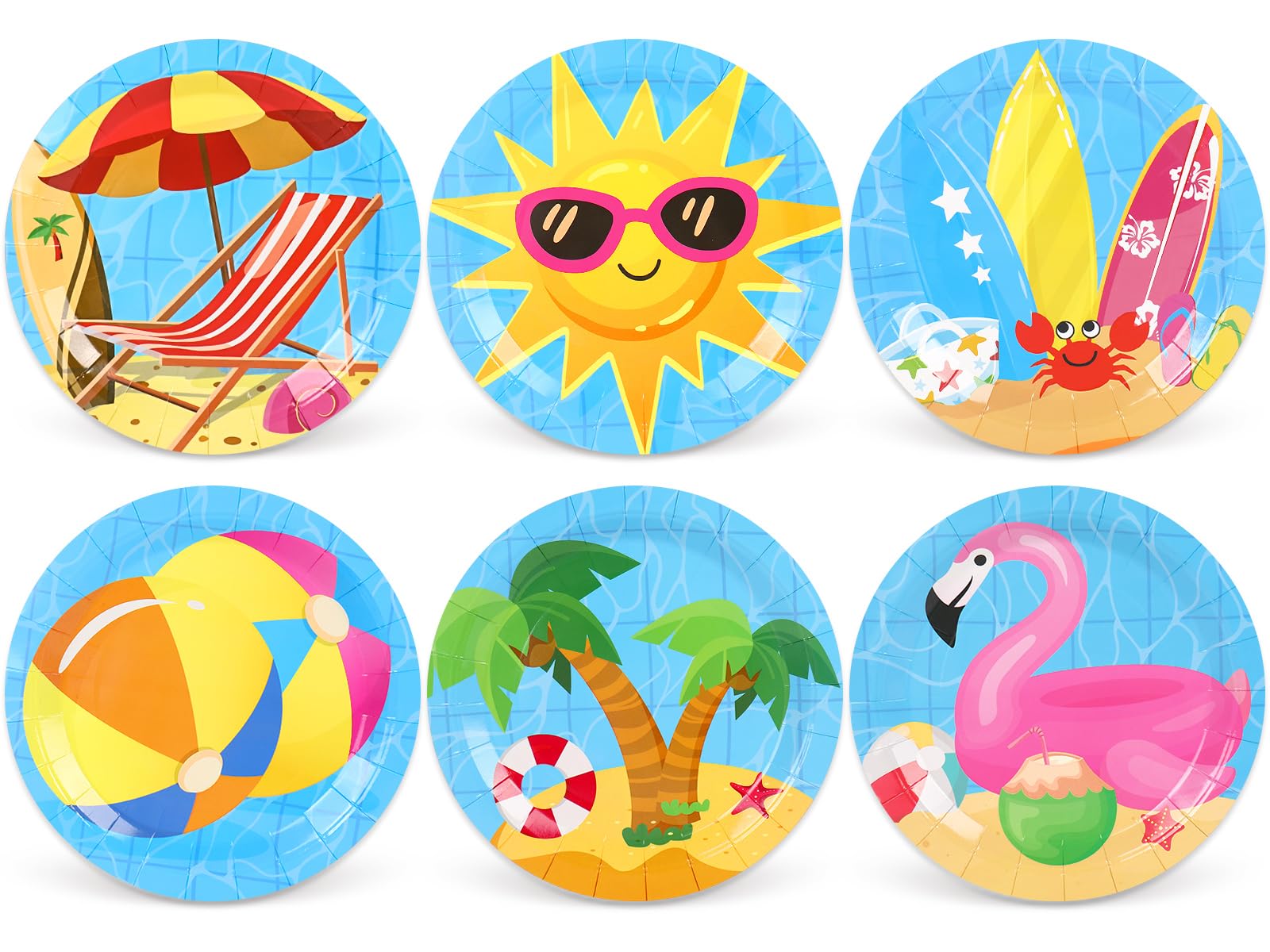 Assiettes jetables en carton pour fête thématique et décoration de table tropicale
