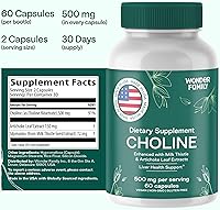 Vista 4 de Bitartrato de colina 500 mg - Suplementos de colina premium - Suplemento de apoyo hepático y suplementos de vesícula biliar - Suplemento de colina