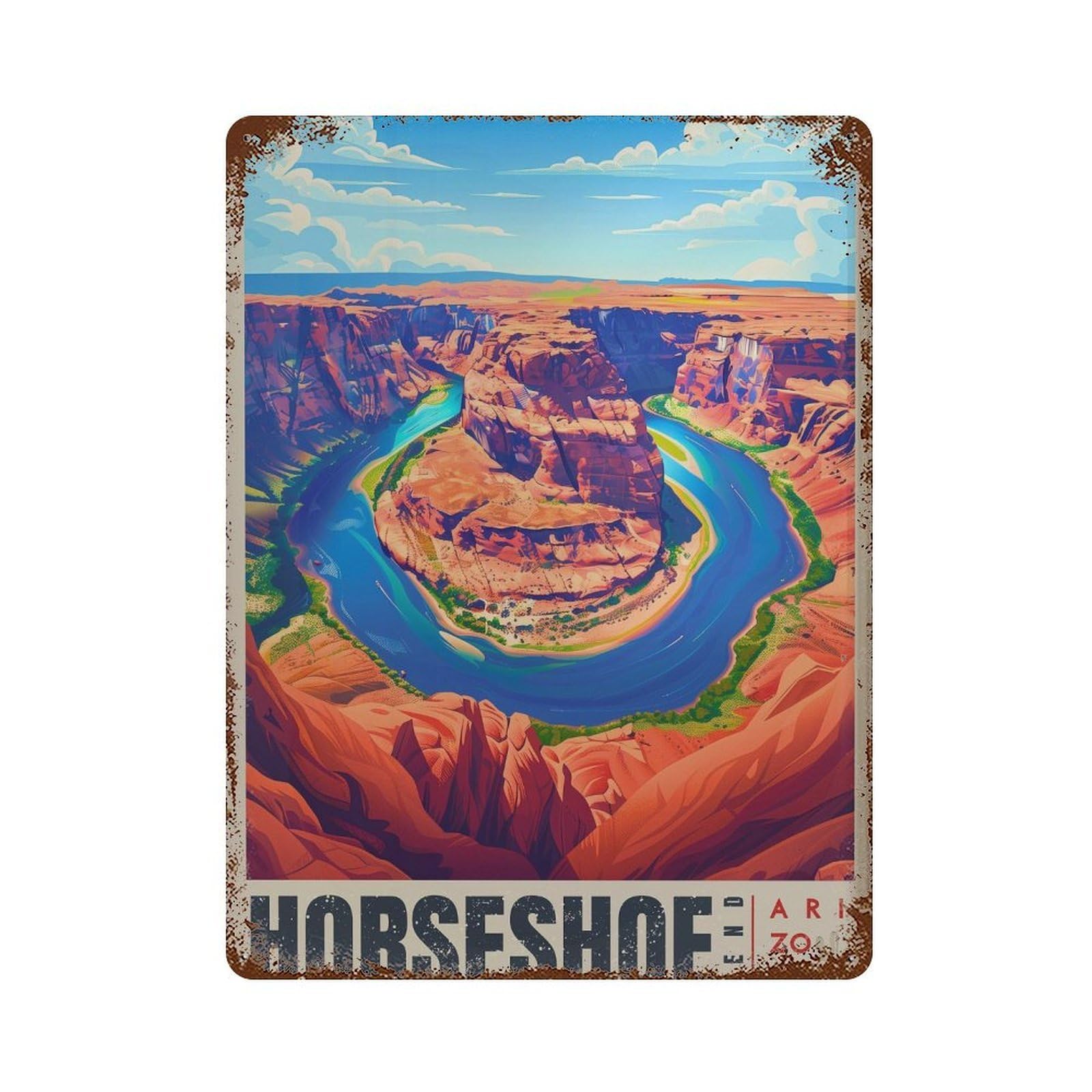 xiaoxiaoshen Horseshoe Bend Arizona Travel Southwest Wall Decor Art Metal Tin Poster Modern Home Decor Art Home Bar Shop Decorations Vintage Sign 40x30cm