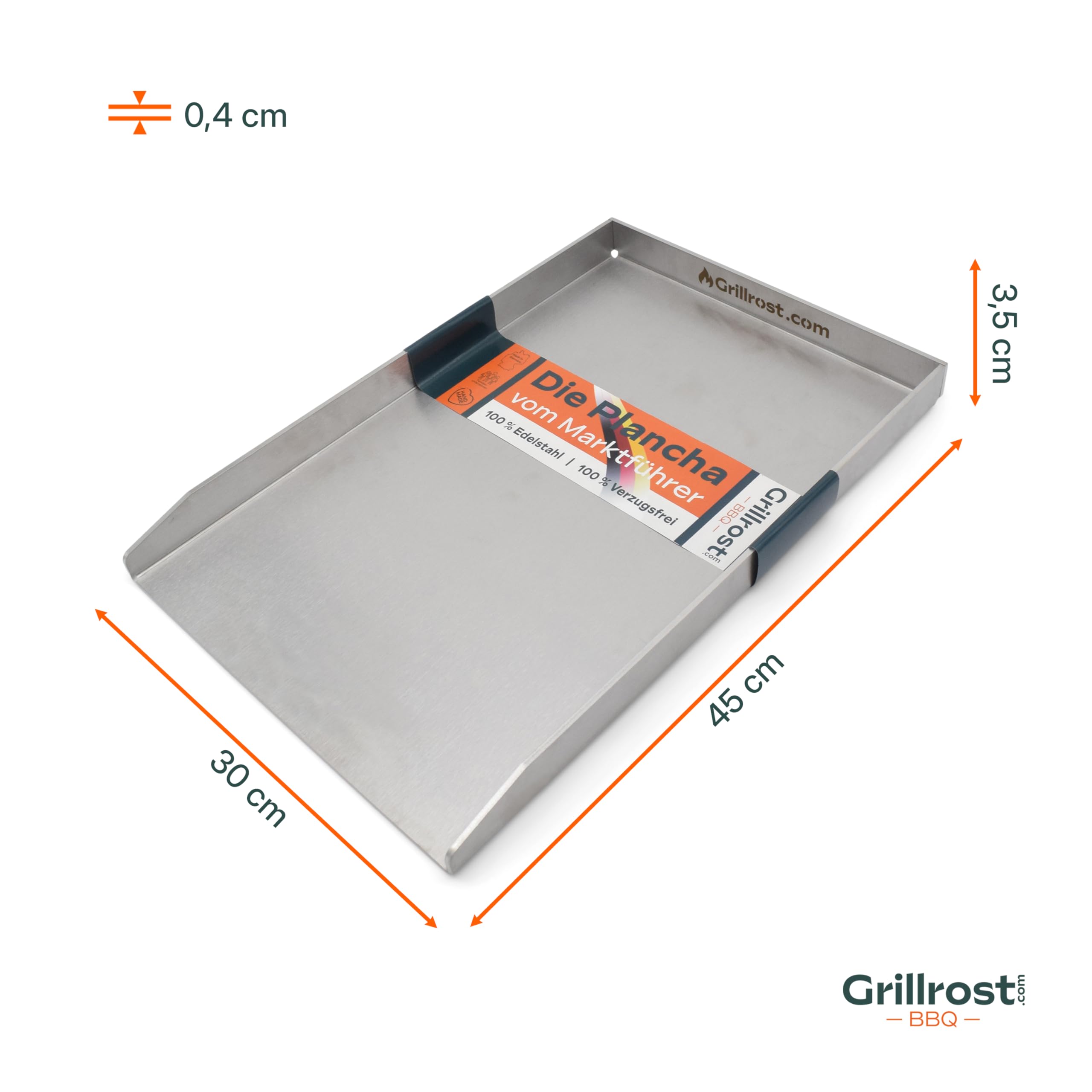Grillrost.com Das Original Edelstahl Grillplatte - Plancha 45 x 30cm - für Napoleon Freestyle und Rogue 365, 425, 525 - ohne Heckbrenner