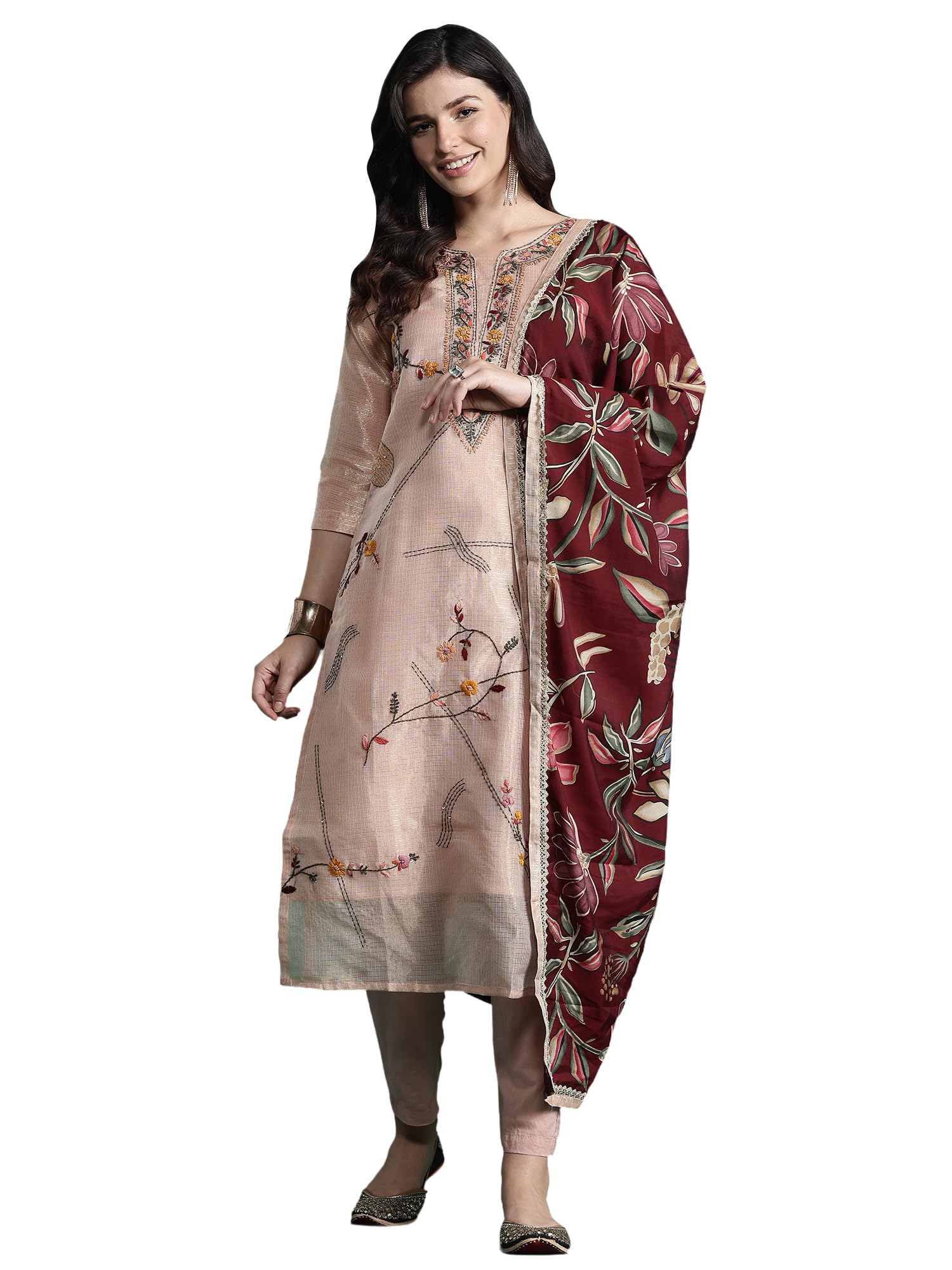 indo era Women Pure Cotton Kurta Set with Dupatta | Festive Suit Set, 6751-picture-49