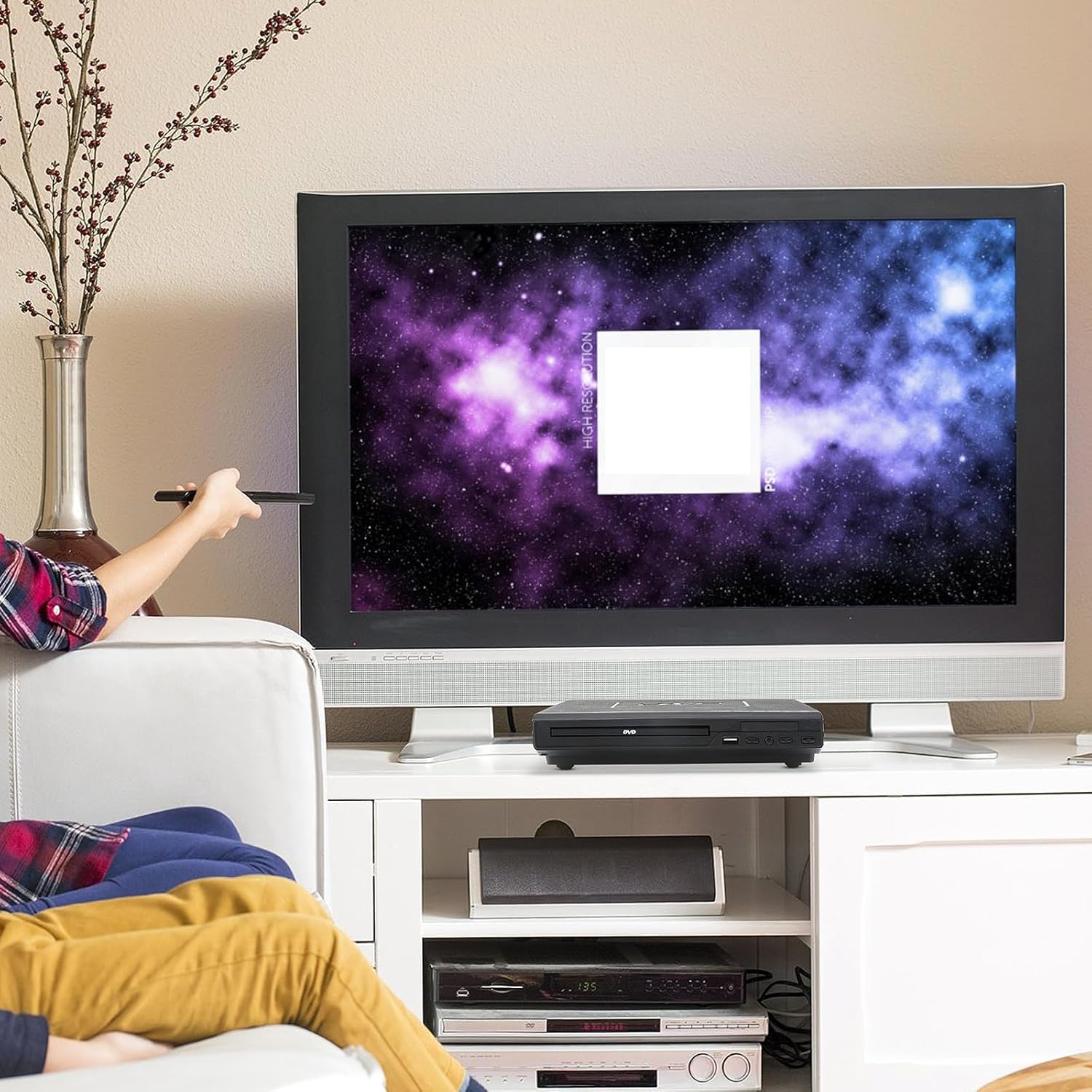 NCONCO Reproductor de DVD, Reproductor de DVD, Reproductor VCD para TV con cable AV, Reproductor de CD USB Multifunción con Control Remoto para Sistema Estéreo Doméstico