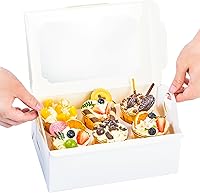 Vista 1 de UnicoPak Paquete de 20 cajas blancas para magdalenas con bandeja de asa, cajas grandes para magdalenas de 4 pulgadas de alto para 6 cupcakes, cajas