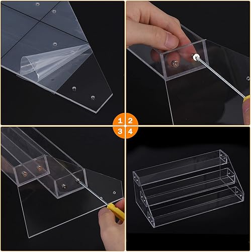 Miniatura 4 de METALLIXITY Organizador de especias de acrílico de 4 niveles, organizador de cajones de especias, estante de acrílico, estante de condimentos,