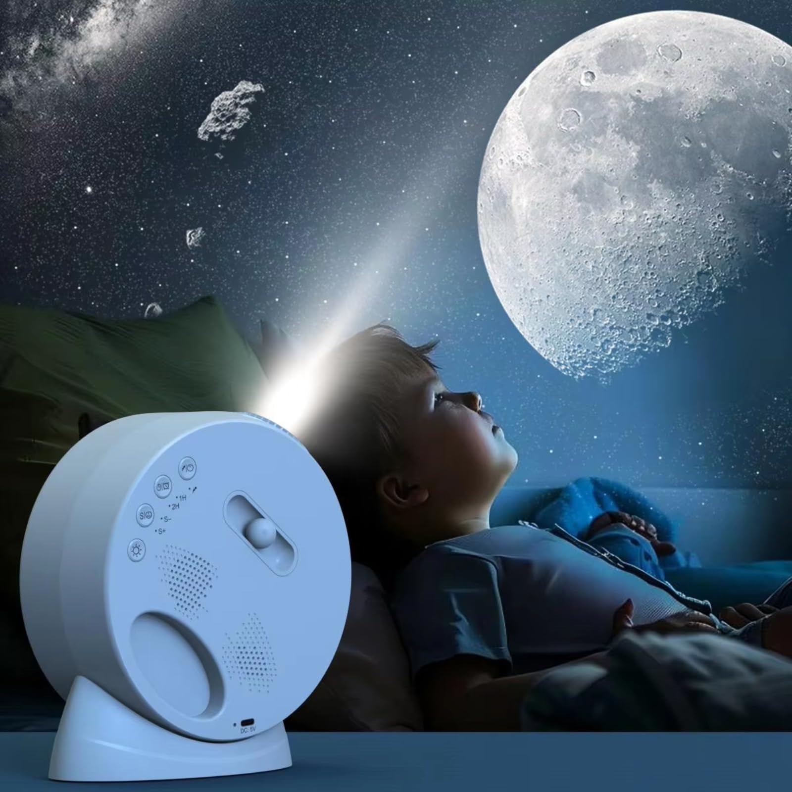 Galaxy Projektor, Sternenlichtprojektor mit 13 Filmscheiben, Zeit & Temperaturanzeige, Perfekt für Dekor, Heimkino-Setups, Partyszenen Entspannung, Weiß