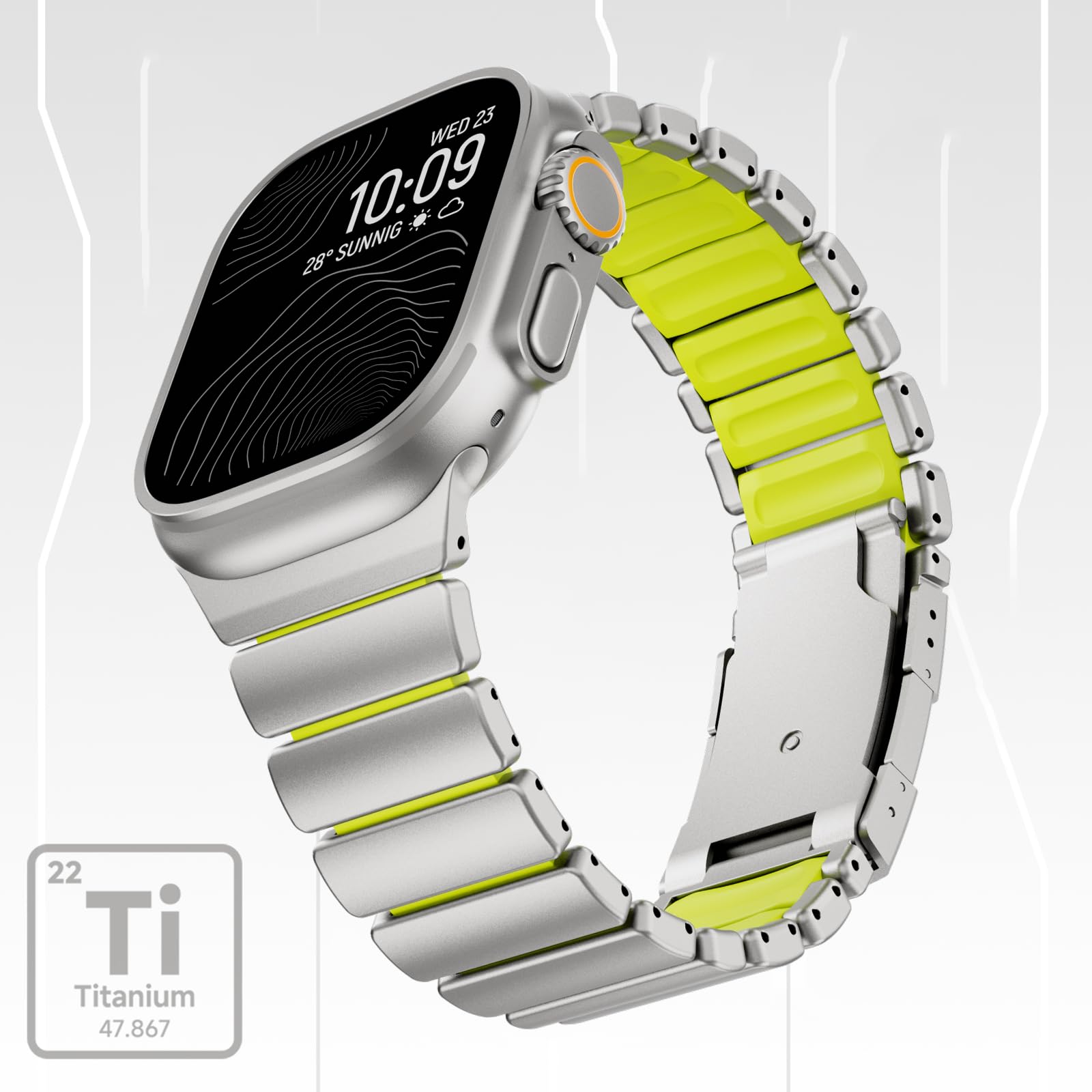 SEURE Cinturino in titanio con Watch Ultra 3/2/1 da 49 mm, 46 mm, 45 mm, 44 mm, titanio metallo e silicone, doppio strato, rivestimento DLC, con fibbia deployante, per serie 10 e 11