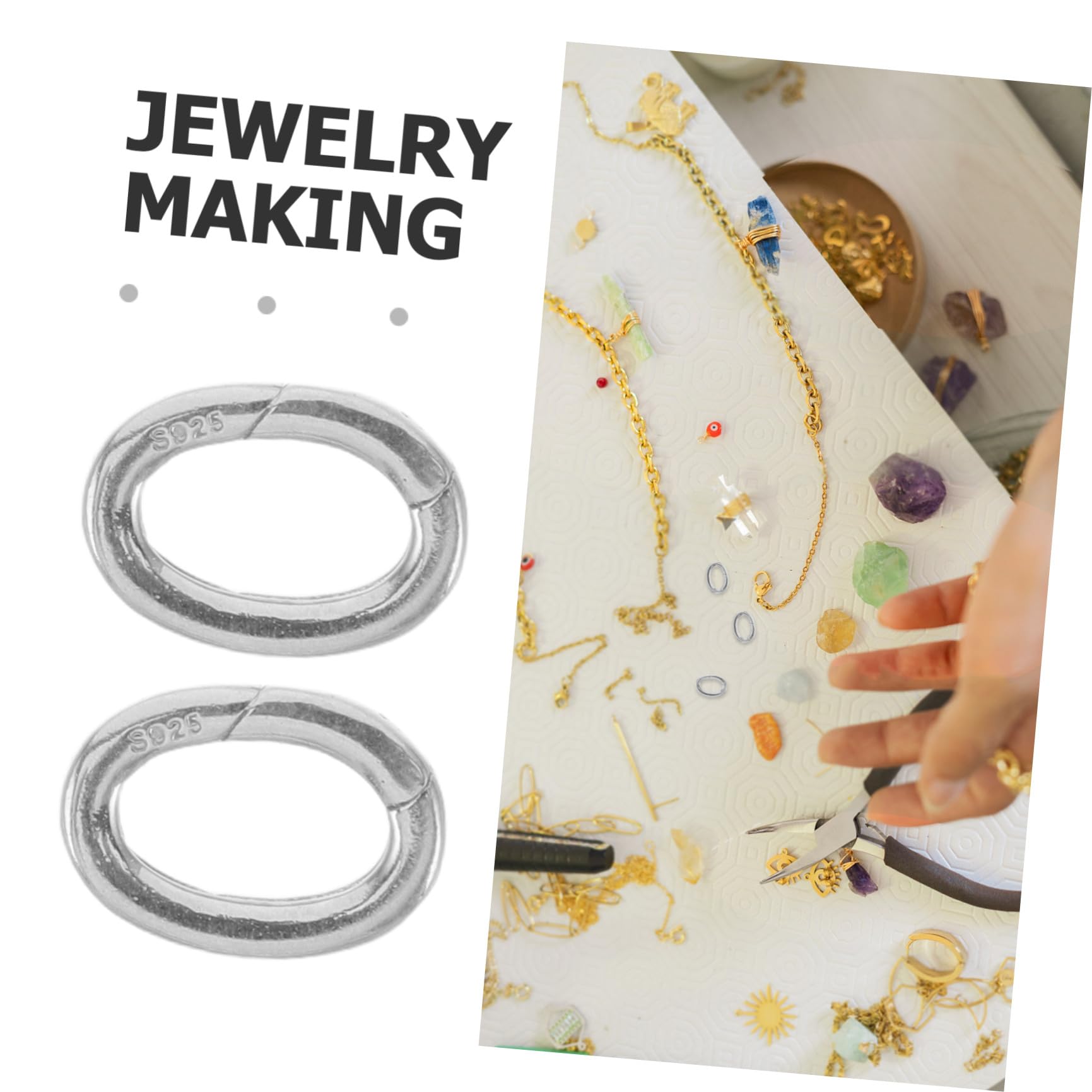 Cierres de Resorte para Joyería 10Mm X 13Mm 2 Unidades Conectores Metálicos Ovalados para Pulseras y Collares Cierre Multihilo Seguro para Fabricación de Bisutería Artesanal