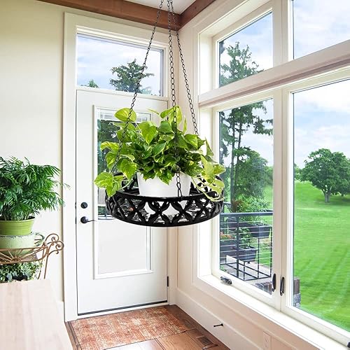 Miniatura 7 de ARTORA Colgador de metal para plantas, cesta colgante moderna para plantas, soporte para macetas, cadena colgante con gancho de techo para balcón,