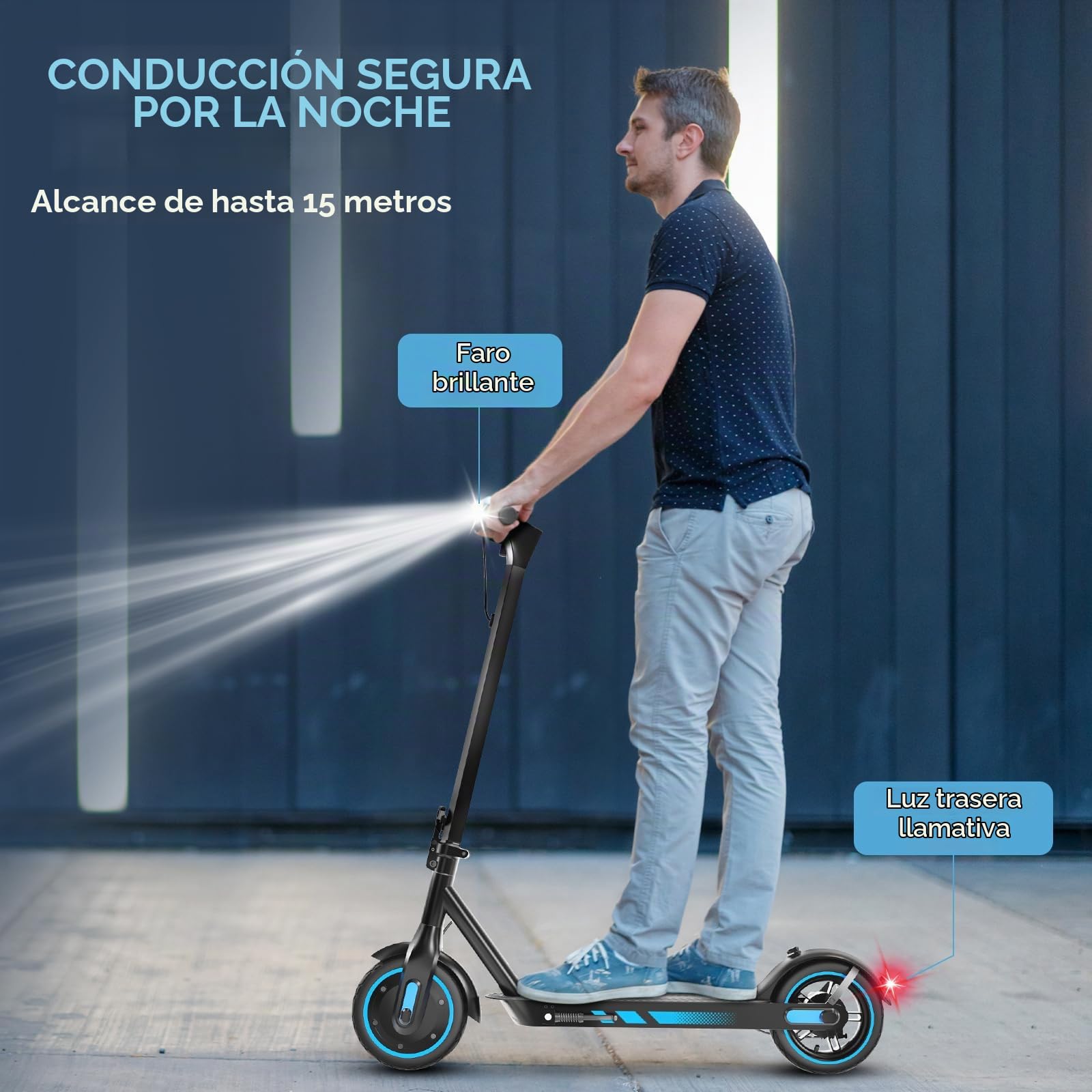 Monopattino Eléctrico para Adultos,Pneumatici 8.5/10",Motor Potente 350/500W, Autonomía hasta 35/38/45km,Velocidad Máxima 25km/h,Iluminación doble y sistema de frenado doble,Carga máxima120kg