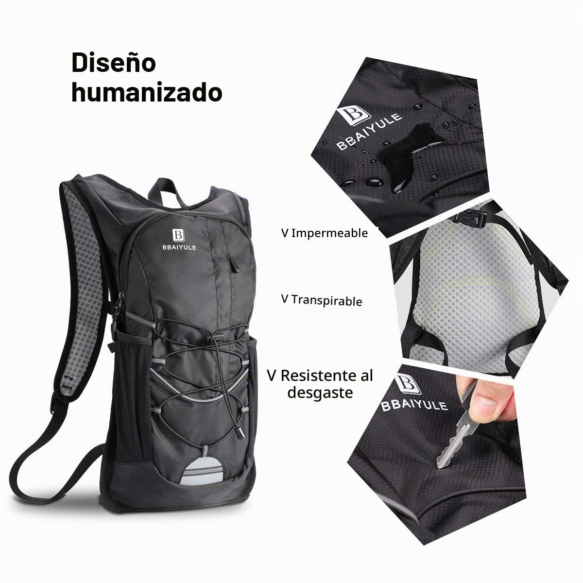 Mochila de hidratación de 2L con bolsa de bicicleta de vejiga de hidratación para correr al aire libre Ciclismo Ciclismo Senderismo , Mochila de agua con sistema de hidratación para hombresy mujeres
