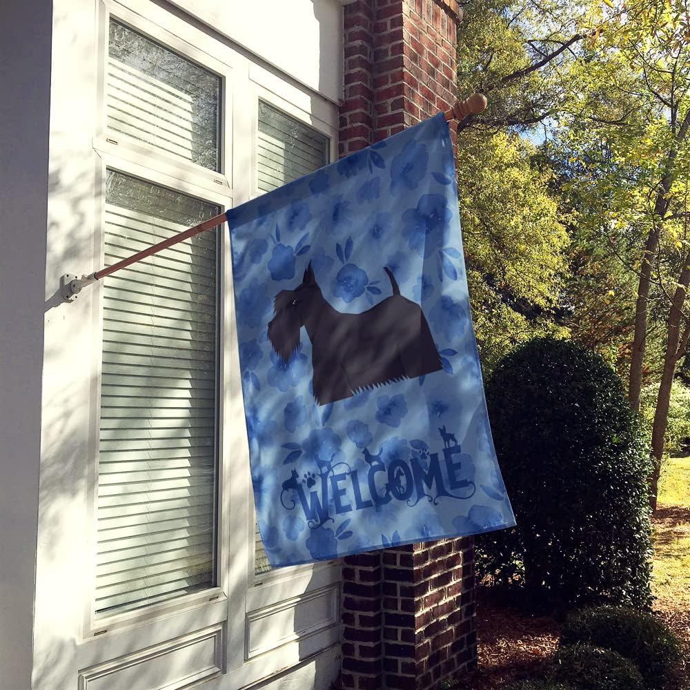 Caroline's Treasures CK6264CHF Scottish Terrier Welcome House Flag Large Porch Sleeve Pole Decorative Outside Yard Banner Artwork Wall Hanging, Polyester, House Size, Multicolor