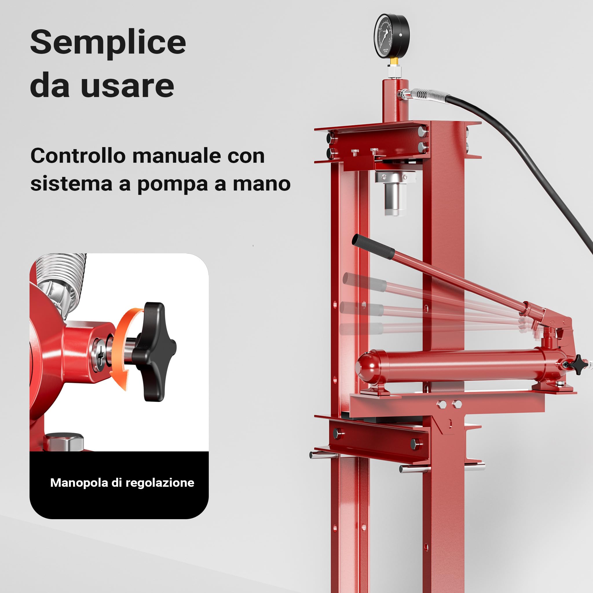 Wiltec Pressa idraulica da officina 12t Pressa professionale a telaio per cuscinetti con manometro