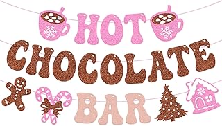 Hot Chocolate Bar Banner, Hot Cocoa Bar Decorations Kit, Pink and Brown ...